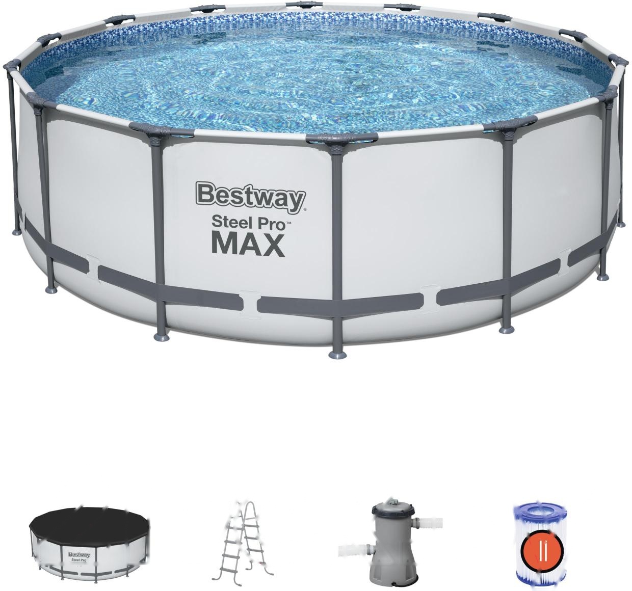 Покупка товаров в Беларуси, рассрочка, кредит, лизинг, оплата частями на platipotom.by, удобная доставка - фото каркасный бассейн bestway steel pro max 5612x (427x122, с фильтр-насосом и лестницей) 