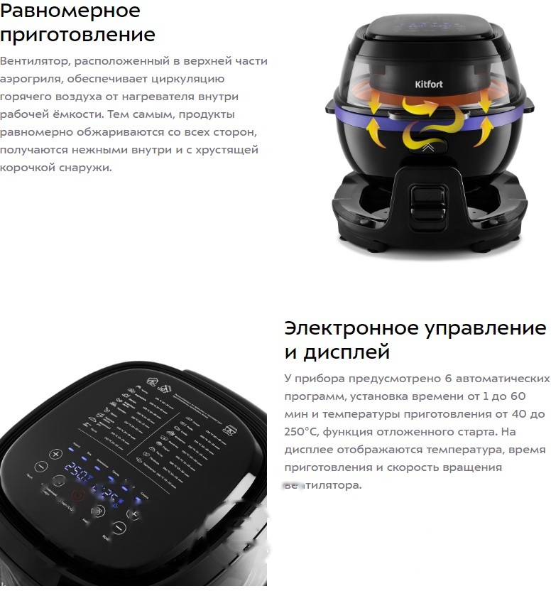 Покупка товаров в Беларуси, рассрочка, кредит, лизинг, оплата частями на platipotom.by, удобная доставка - фото аэрогриль kitfort kt-2218-1 (черный) 