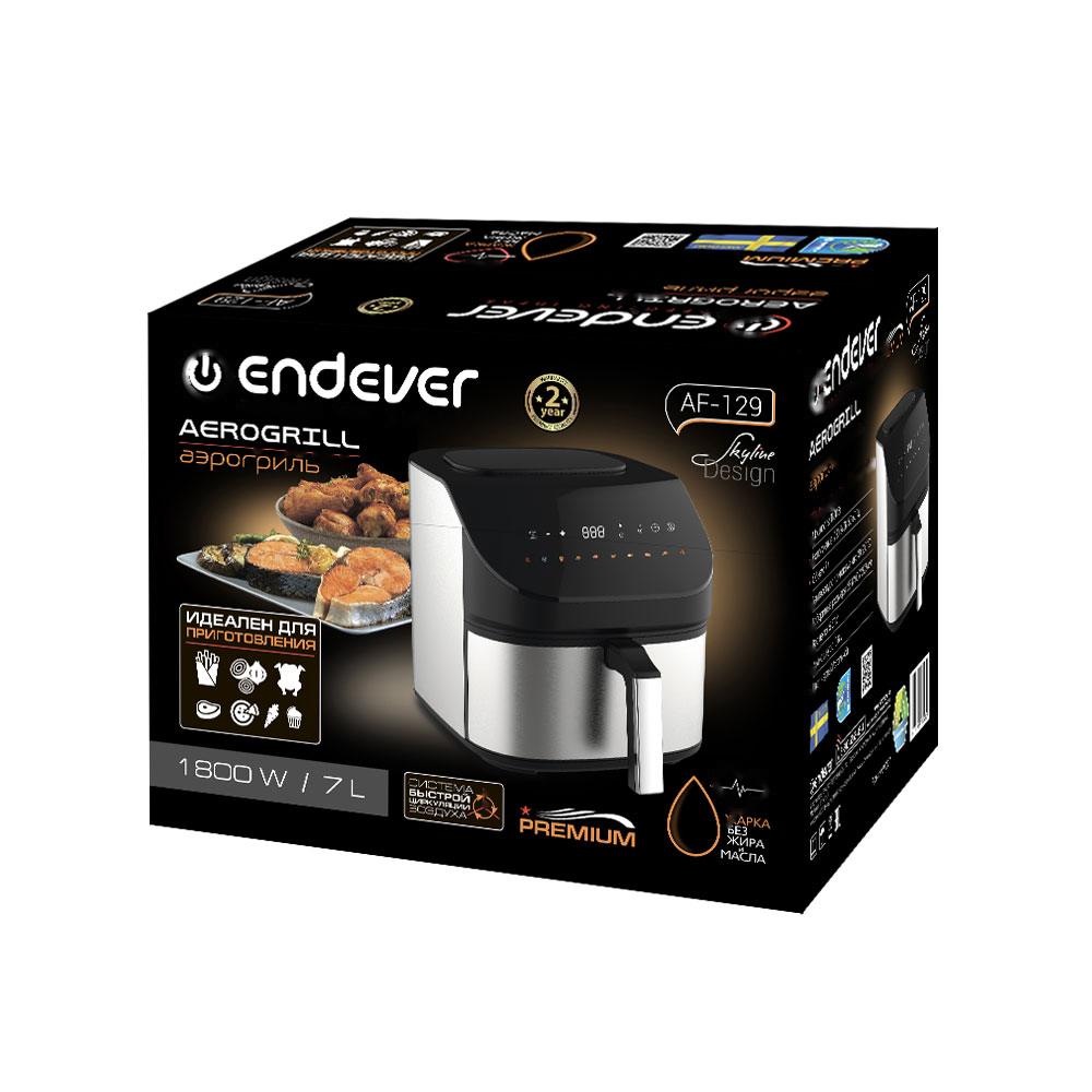 Покупка товаров в Беларуси, рассрочка, кредит, лизинг, оплата частями на platipotom.by, удобная доставка - фото аэрогриль endever skyline af-129 (черный/стальной) 
