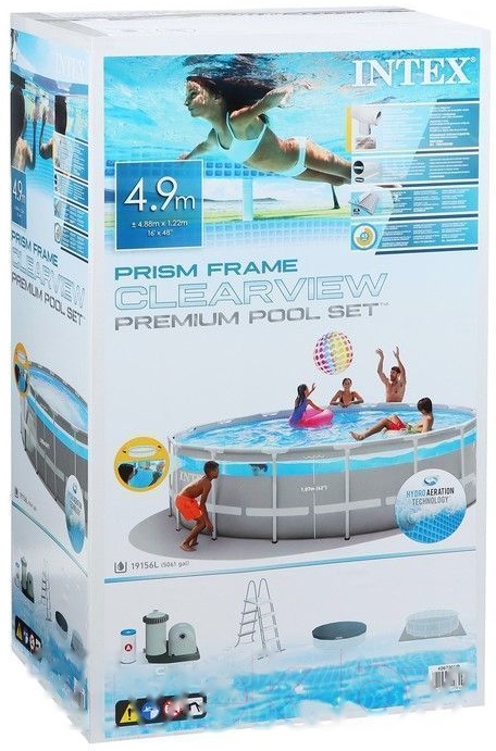 Покупка товаров в Беларуси, рассрочка, кредит, лизинг, оплата частями на platipotom.by, удобная доставка - фото каркасный бассейн intex prism frame clearview 26730 (488х122) 